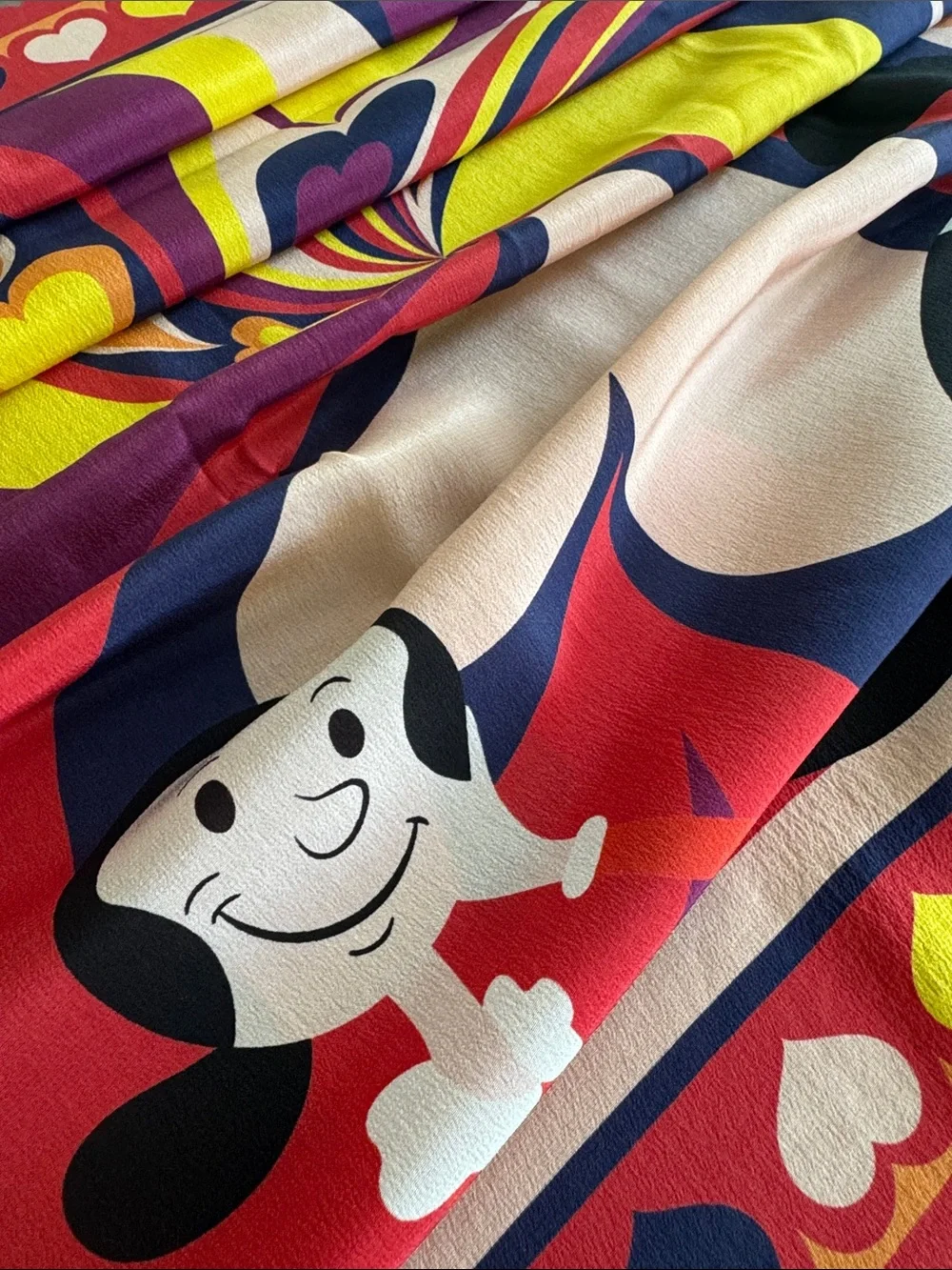Boutique Moschino Olive Oyl Heart Silk Scarf Psychedelic NWT
